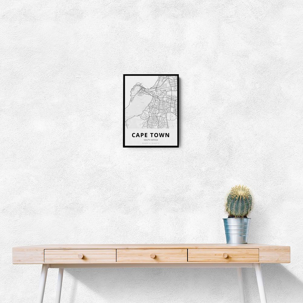 Cape Town City Map Wall Art